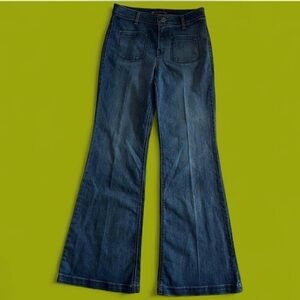 Dark Wash High Waisted 70s Style Devine Rights Denim Bell Bottoms Size 30